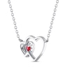 Thumbnail Image 3 of Lab-Created Ruby & White Lab-Created Sapphire Heart Necklace Sterling Silver 18&quot;