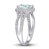 Thumbnail Image 3 of Aquamarine & Diamond Ring 1/6 ct tw Cushion/Round-Cut 10K White Gold