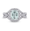 Thumbnail Image 4 of Aquamarine & Diamond Ring 1/6 ct tw Cushion/Round-Cut 10K White Gold