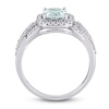 Thumbnail Image 5 of Aquamarine & Diamond Ring 1/6 ct tw Cushion/Round-Cut 10K White Gold