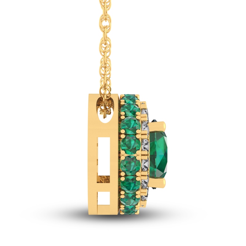 Main Image 2 of Lab-Created Emerald Necklace 10K Yellow Gold