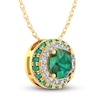 Thumbnail Image 3 of Lab-Created Emerald Necklace 10K Yellow Gold