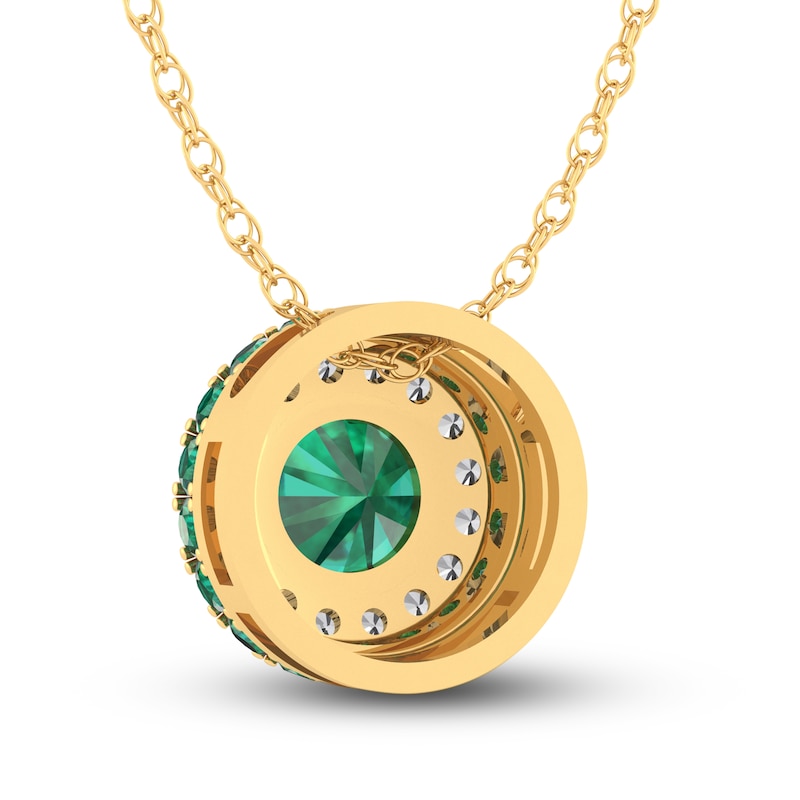 Main Image 4 of Lab-Created Emerald Necklace 10K Yellow Gold