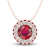 Thumbnail Image 1 of Lab-Created Ruby & White Lab-Created Sapphire Necklace 10K Rose Gold 18&quot;