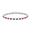 Thumbnail Image 1 of Lab-Created Ruby & White Lab-Created Sapphire Bracelet Sterling Silver 7.5&quot;