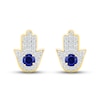 Thumbnail Image 2 of Blue & White Lab-Created Sapphire Hamsa Earrings 10K Yellow Gold