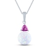 Thumbnail Image 1 of Lab-Created Opal & Pink Lab-Created Sapphire Necklace Sterling Silver 18&quot;