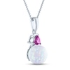 Thumbnail Image 2 of Lab-Created Opal & Pink Lab-Created Sapphire Necklace Sterling Silver 18&quot;