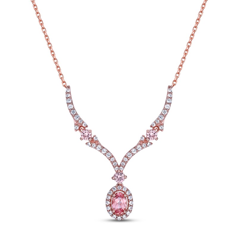 Peach White Lab Created Sapphire Necklace 10k Rose Gold 18 Kay Outlet