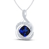 Thumbnail Image 1 of Blue Lab-Created Sapphire & Diamond Necklace 1/6 ct tw Round-cut Sterling Silver 18&quot;