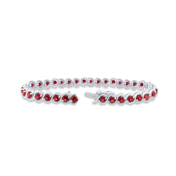 Lab-Created Ruby Bracelet Sterling Silver 7.25"