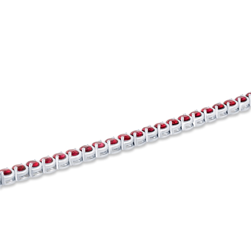 Main Image 2 of Lab-Created Ruby Bracelet Sterling Silver 7.25&quot;