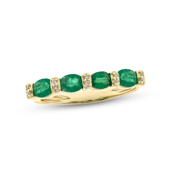 Emerald & Diamond Ring 1/20 ct tw Oval-cut 10K Yellow Gold