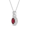 Thumbnail Image 2 of Oval-Cut Lab-Created Ruby & White Lab-Created Sapphire Halo Necklace Sterling Silver 18&quot;