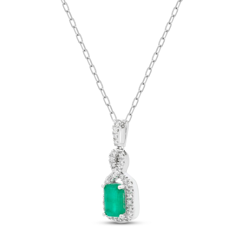 Main Image 2 of Emerald & Diamond Necklace 1/10 ct tw 10K White Gold 18&quot;