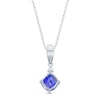 Thumbnail Image 2 of Blue Lab-Created Sapphire & Diamond Necklace Sterling Silver 18&quot;