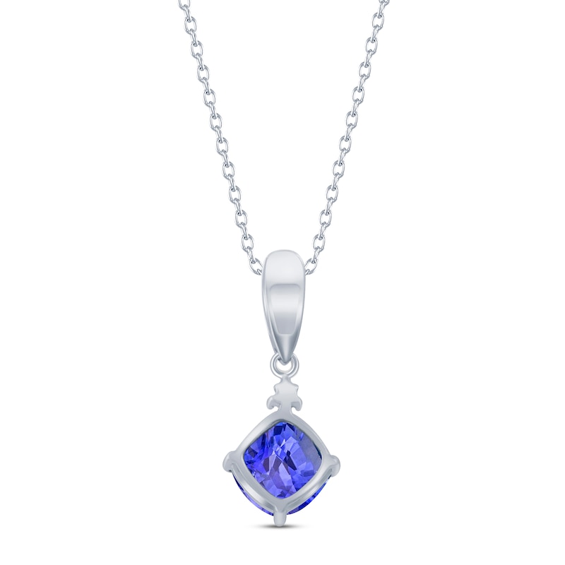 Main Image 2 of Blue Lab-Created Sapphire & Diamond Necklace Sterling Silver 18&quot;