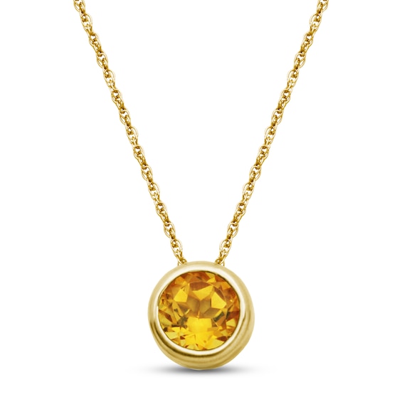 Citrine Necklace 10K Yellow Gold 18"