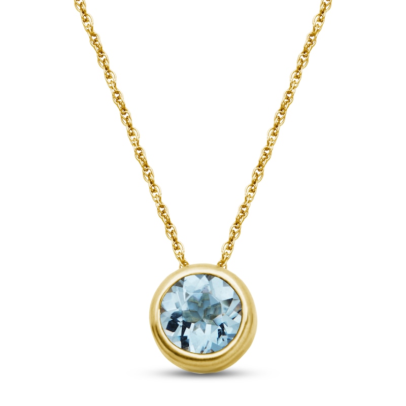 Main Image 1 of Aquamarine Necklace 10K Yellow Gold 18&quot;