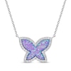 Thumbnail Image 1 of Lavender Lab-Created Opal Inlay & White Lab-Created Sapphire Butterfly Necklace Sterling Silver 18&quot;