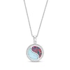 Thumbnail Image 0 of White & Black Lab-Created Opal Inlay & White Lab-Created Sapphire Yin-Yang Necklace Sterling Silver 18"