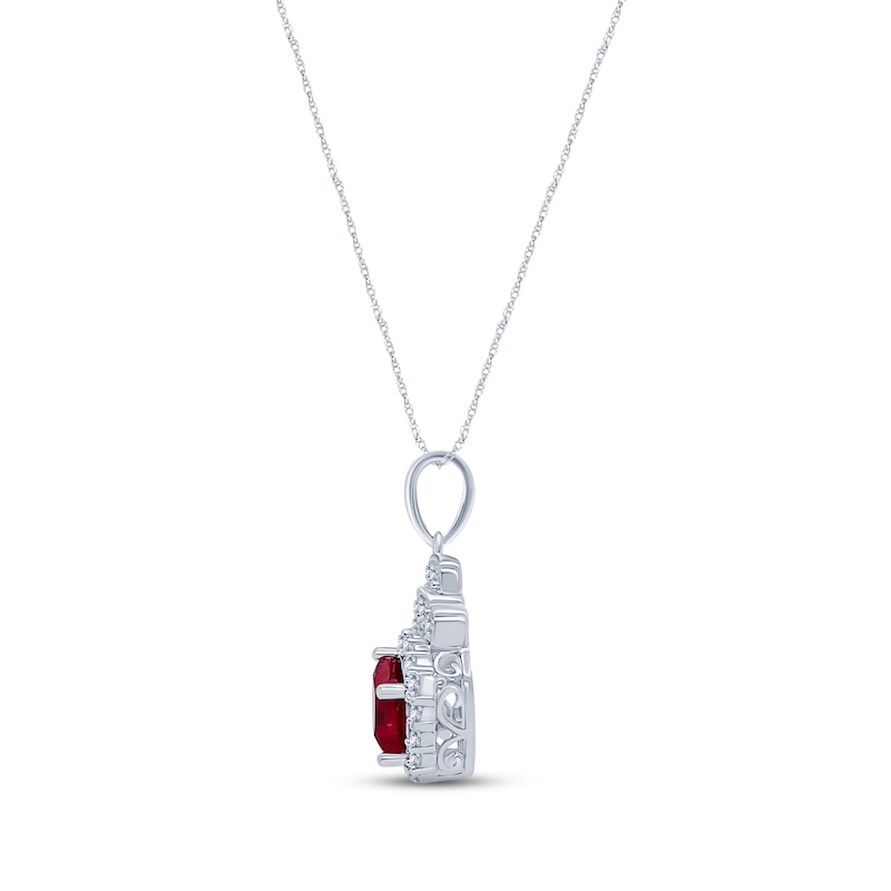 Main Image 2 of Lab-Created Ruby & White Lab-Created Sapphire Necklace Sterling Silver 18&quot;