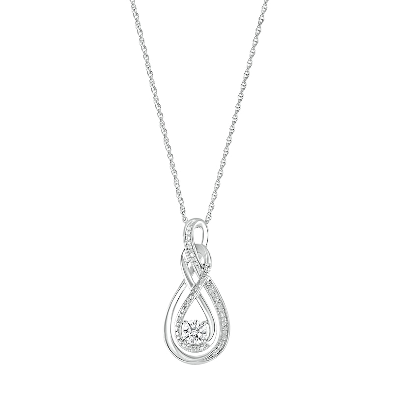 Main Image 1 of White Lab-Created Sapphire Infinity Necklace Sterling Silver 18&quot;