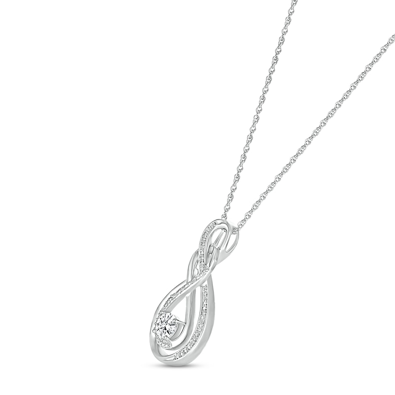 Main Image 2 of White Lab-Created Sapphire Infinity Necklace Sterling Silver 18&quot;