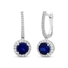 Thumbnail Image 1 of Blue & White Lab-Created Sapphire Dangle Hoop Earrings Sterling Silver