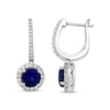 Thumbnail Image 3 of Blue & White Lab-Created Sapphire Dangle Hoop Earrings Sterling Silver