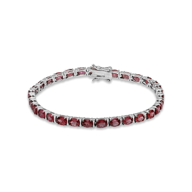 Main Image 1 of Garnet Line Bracelet Sterling Silver 7.5&quot;