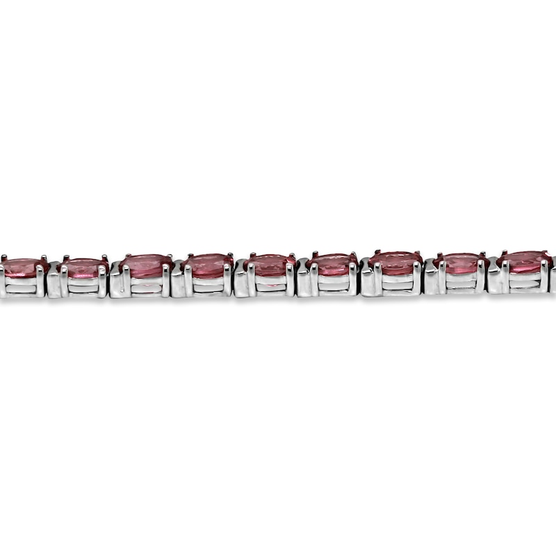 Main Image 2 of Garnet Line Bracelet Sterling Silver 7.5&quot;