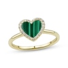 Thumbnail Image 0 of Heart-Shaped Malachite & White Lab-Created Sapphire Ring 10K Yellow Gold