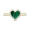 Thumbnail Image 2 of Heart-Shaped Malachite & White Lab-Created Sapphire Ring 10K Yellow Gold