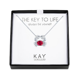 Oval-Cut Lab-Created Ruby & White Lab-Created Sapphire Crab Necklace Sterling Silver 18&quot;