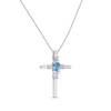 Thumbnail Image 1 of Swiss Blue Topaz & White Lab-Created Sapphire Cross Necklace Sterling Silver 18"