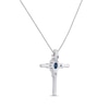 Thumbnail Image 2 of Swiss Blue Topaz & White Lab-Created Sapphire Cross Necklace Sterling Silver 18"