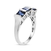 Thumbnail Image 1 of Square-Cut Blue Lab-Created Sapphire "Mom" Ring Sterling Silver