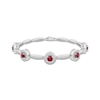 Thumbnail Image 1 of Lab-Created Ruby & White Lab-Created Sapphire Circle Link Bracelet Sterling Silver 7.25&quot;