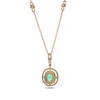 Thumbnail Image 2 of Oval-Cut Emerald & Diamond Necklace 1/5 ct tw 10K Yellow Gold 18”