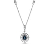 Thumbnail Image 1 of Oval-Cut Blue Sapphire & Diamond Necklace 1/5 ct tw 10K White Gold 18”