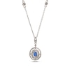 Thumbnail Image 2 of Oval-Cut Blue Sapphire & Diamond Necklace 1/5 ct tw 10K White Gold 18”