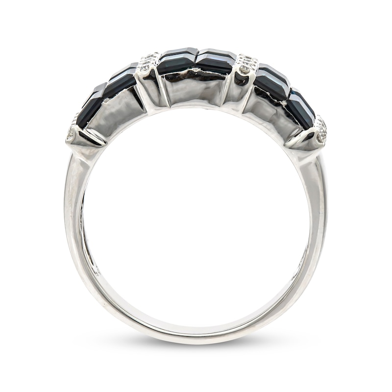 Main Image 2 of Square-Cut Blue Sapphire & Diamond Ring 1/6 ct tw 14K White Gold