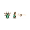 Thumbnail Image 1 of Oval-Cut Emerald & Diamond Bee Earrings 1/15 ct tw 10K Yellow Gold