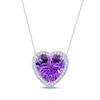 Thumbnail Image 0 of Heart-Shaped Amethyst & Diamond Necklace 1/10 ct tw Sterling Silver 18"