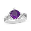 Thumbnail Image 1 of Cushion-Cut Amethyst & White Topaz Swirl Ring Sterling Silver