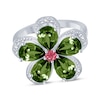 Thumbnail Image 0 of Pear-Shaped Green Tourmaline, Pink Tourmaline & Diamond Ring Sterling Silver