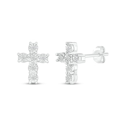 Diamond Cross Earrings 1/20 ct tw Sterling Silver