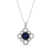 Thumbnail Image 1 of Blue & White Cushion and Round-Cut Lab-Created Sapphire Necklace Sterling Silver 18&quot;