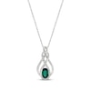 Thumbnail Image 1 of Lab-Created Oval-Cut Emerald & White Lab-Created Sapphire Necklace Sterling Silver 18&quot;